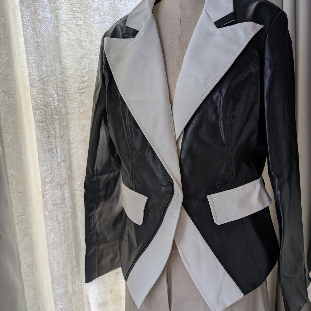 PVC Blazer Black & White Costume Rain Blazer Jacket